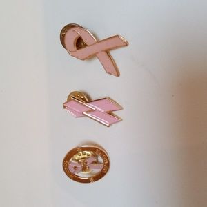 Pink Ribbons | 3 Pins | Breast Cancer Awareness | Hope & Strength Symbol